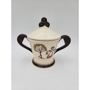 Vintage Metlox Poppytrail Colonial Heritage Lidded Sugar Bowl Brown Handles